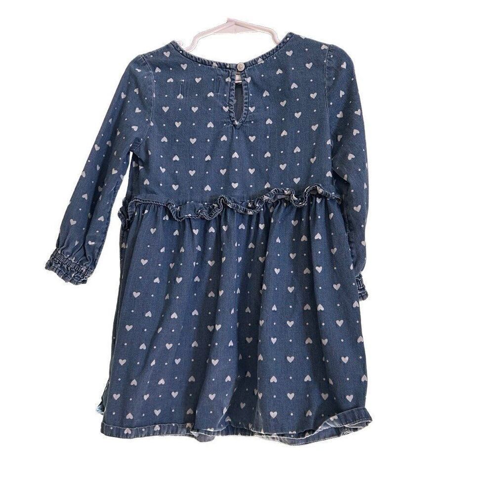 Old Navy denim Jean blue hearts print dress size 3T girls